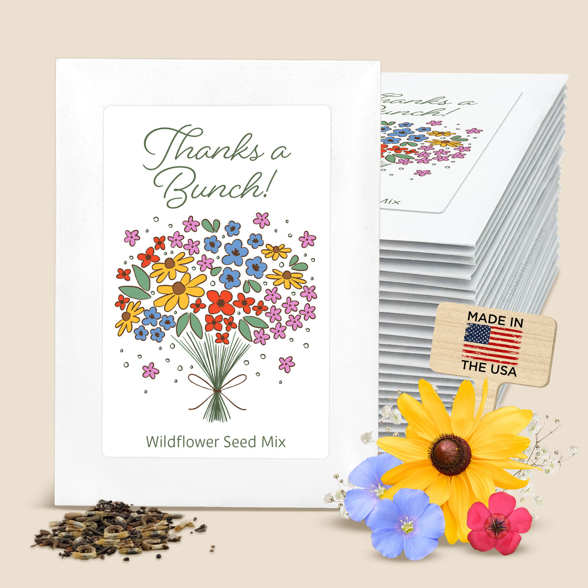 Thanks a Bunch, Wildflower Doodles Bouquet, Planting Smiles® Wildflower Seed Packets (Set of 20)