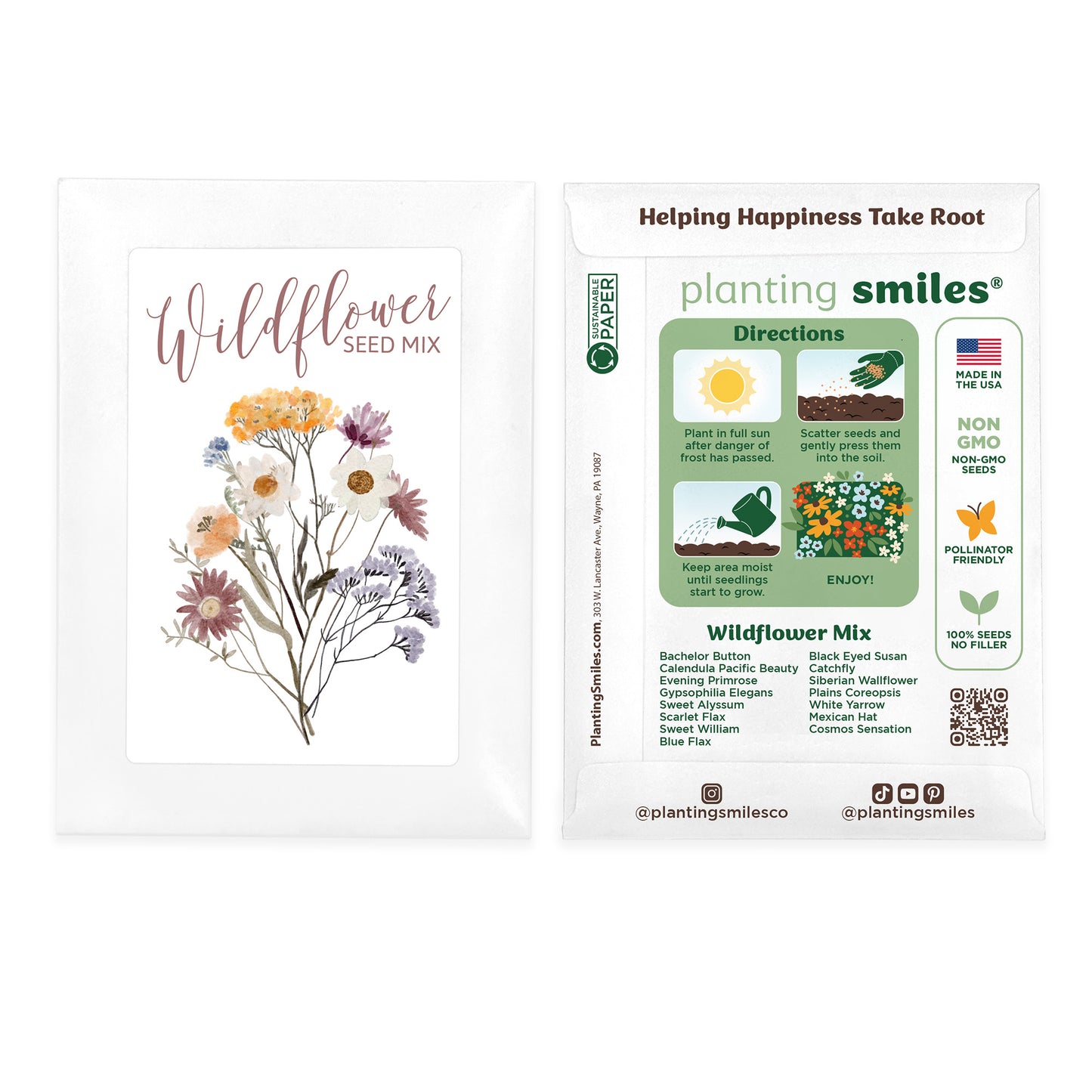 Watercolors, Planting Smiles® Wildflower Seed Packets (Set of 20)