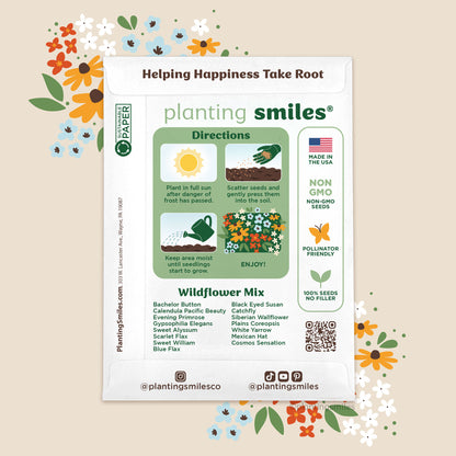 Thanks a Bunch, Wildflower Wrapped Bouquet, Planting Smiles® Wildflower Seed Packets (Set of 20)